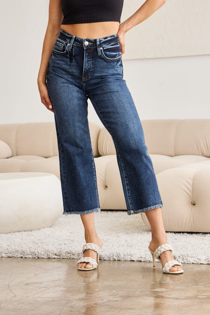 Rainey Tummy Control High Waist Raw Hem Jeans