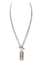 CHAIN WITH BAR SHAPE RHINESTONE LONG NECKLACE: Silver