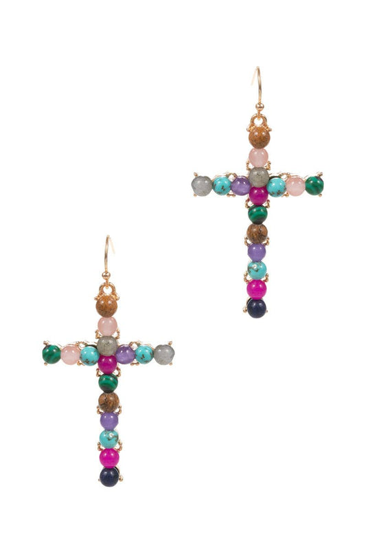 Cross Shaped Hook Earrings: MULTI