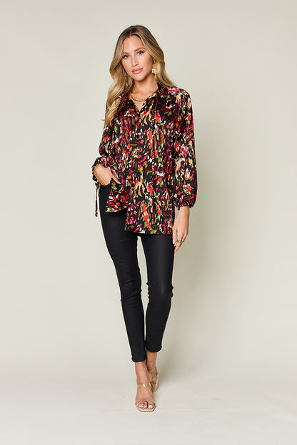 Jane Printed Button Up Long Sleeve Shirt