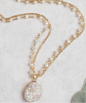 Oh So Delicate White Stone Beaded Necklace With Gold Chain: White / One Size