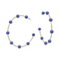 Gold Hoop with Royal Blue Beaded Accents 2" Earring