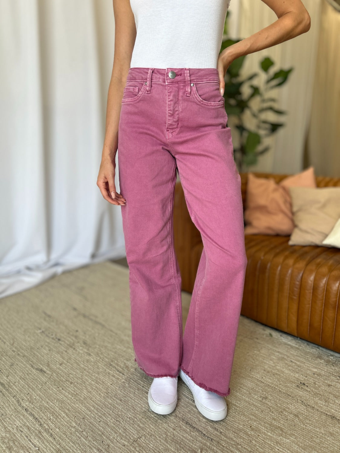 Rebecca High Rise Garment Dye Wide Leg  Jeans