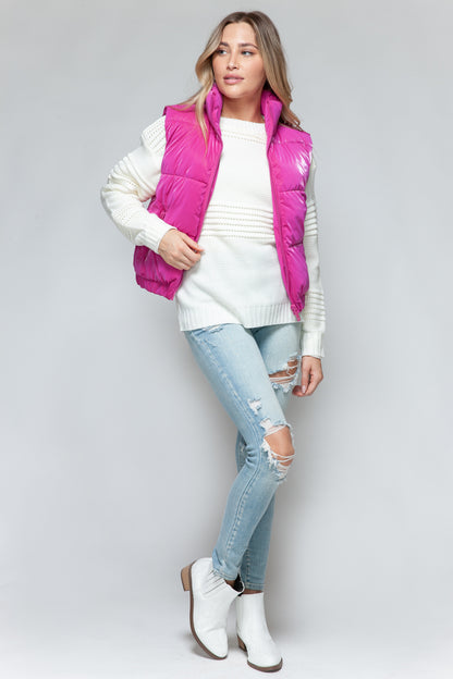 Snobbish Fur Lining Quilted Vest | Magenta