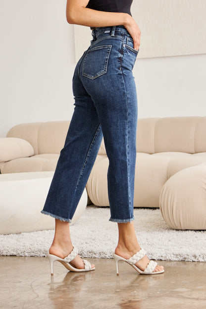 Rainey Tummy Control High Waist Raw Hem Jeans