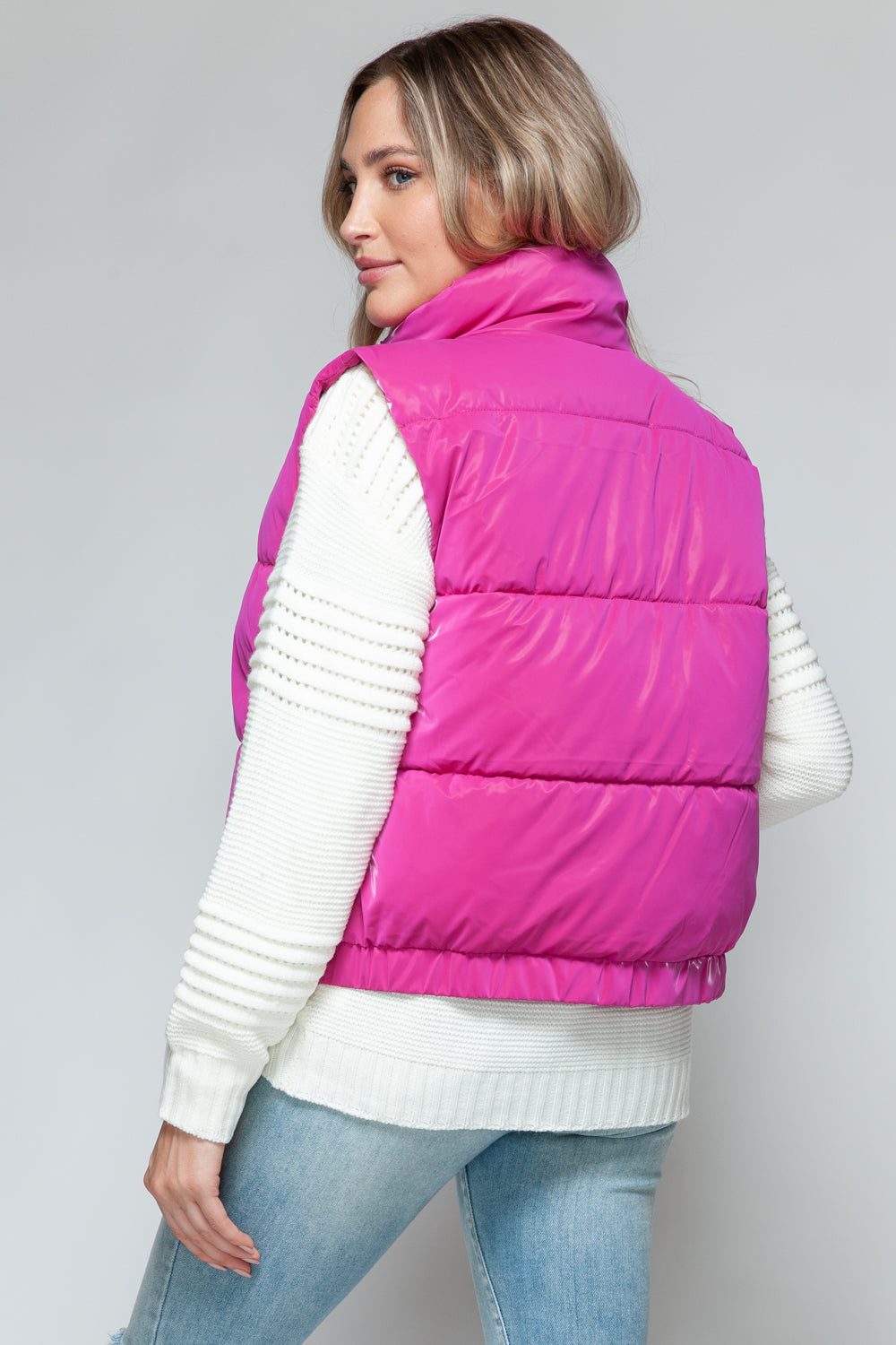 Snobbish Fur Lining Quilted Vest | Magenta