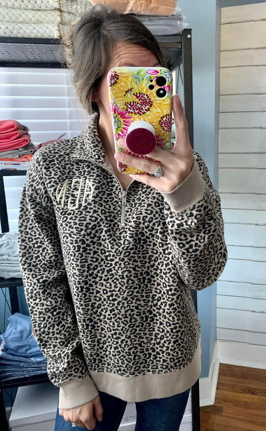 Leopard Monogram Pullover