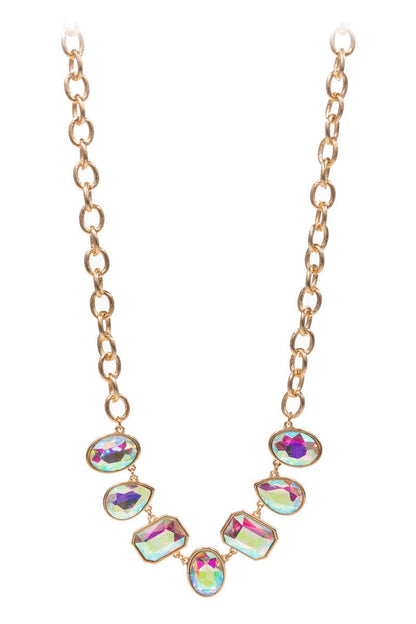 RHINESTONE STATEMENT NECKLACE: GOLD