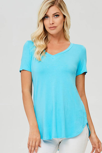 Basic Vibes Short Sleeve V Neck Top