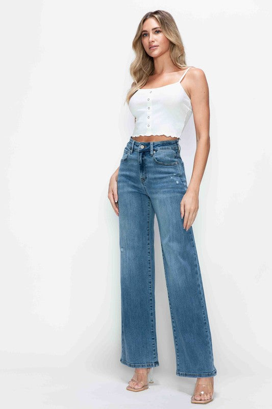 High Rise Wide Leg Jeans with Pockets