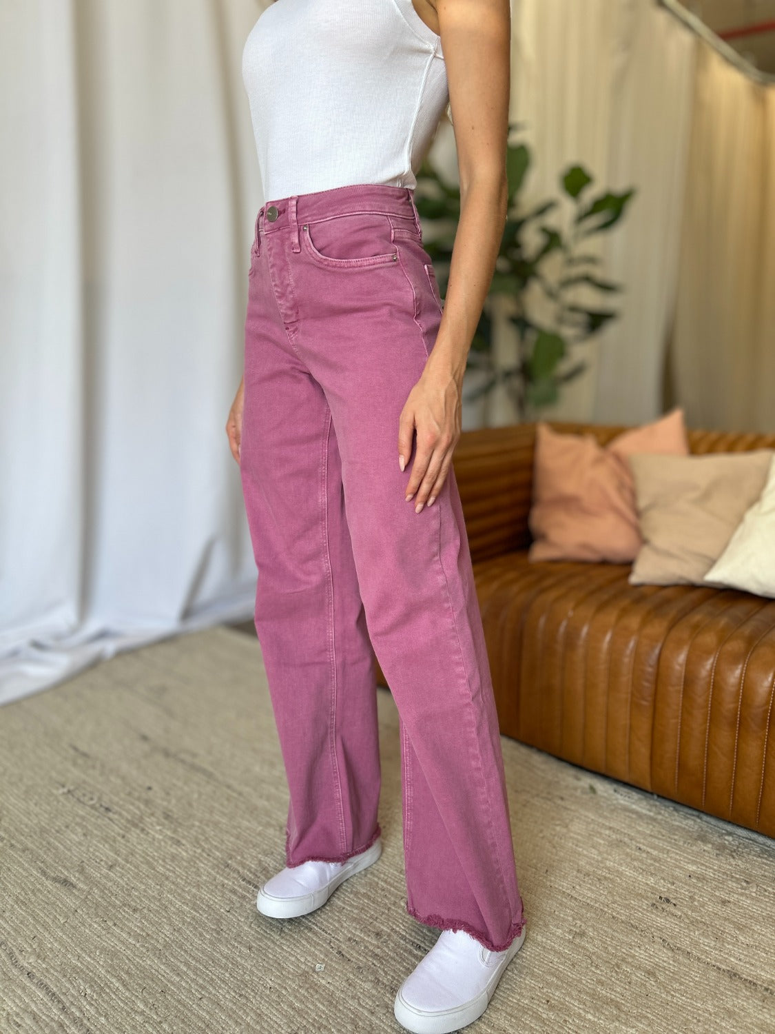 Rebecca High Rise Garment Dye Wide Leg  Jeans