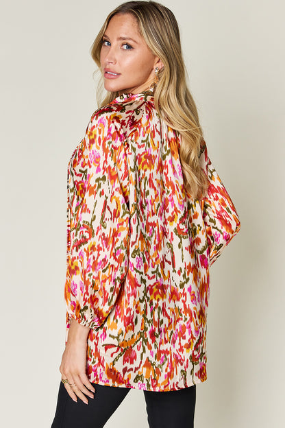 Jane Printed Button Up Long Sleeve Shirt