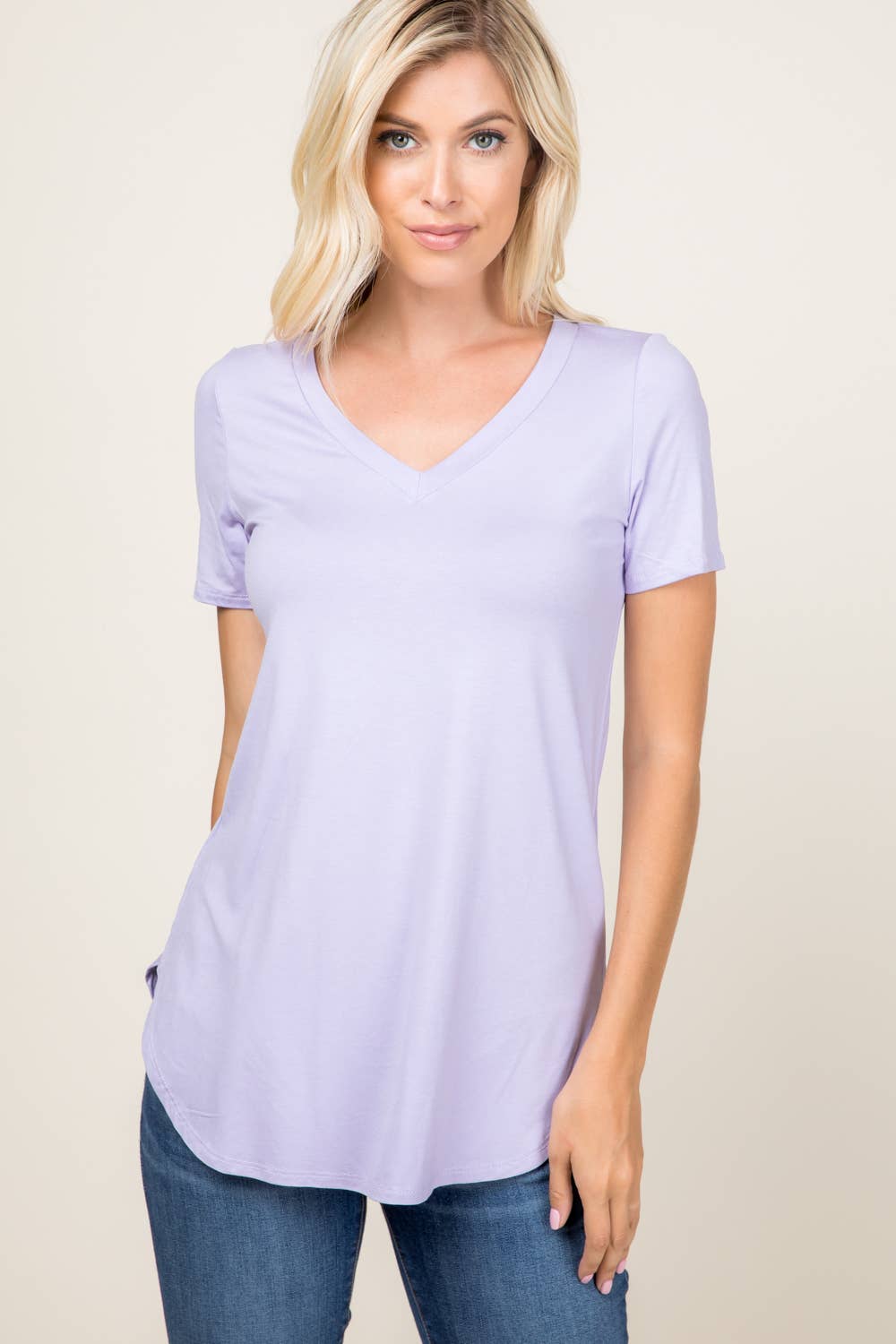 Basic Vibes Short Sleeve V Neck Top