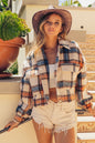 Plaid Brushed Plaid Crop Jacket