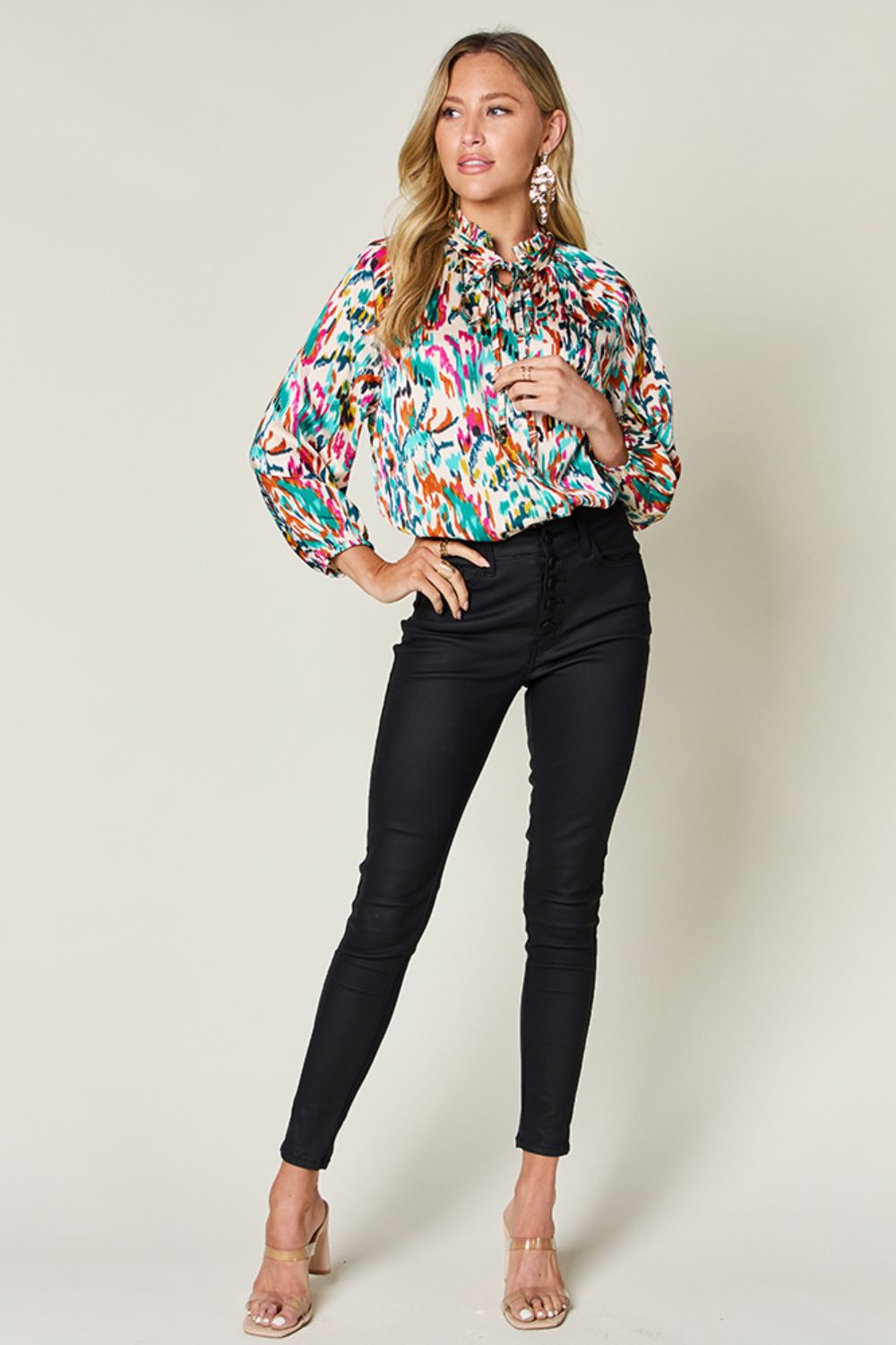 Jane Printed Button Up Long Sleeve Shirt