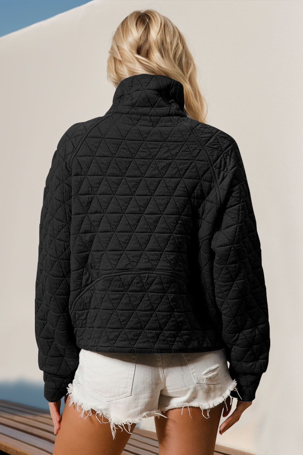 Half Zip Quilted Pullover