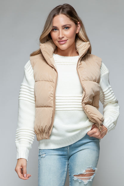 Snobbish Fur Lining Quilted Vest | Tan