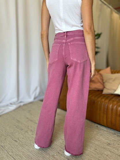 Rebecca High Rise Garment Dye Wide Leg  Jeans