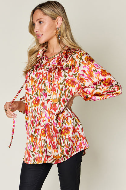 Jane Printed Button Up Long Sleeve Shirt