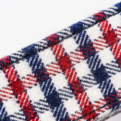 Fabric Dog Collar - Checkered Navy and Red: S