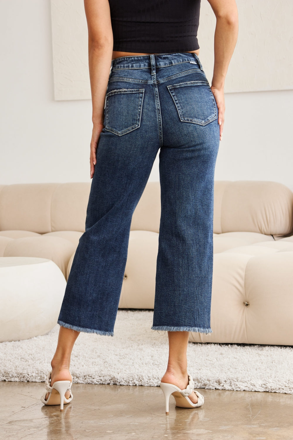 Rainey Tummy Control High Waist Raw Hem Jeans