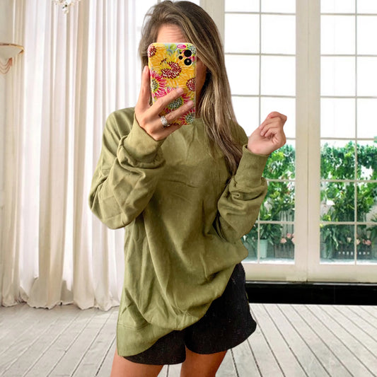 Season Changes Oversized Pullover- Olive