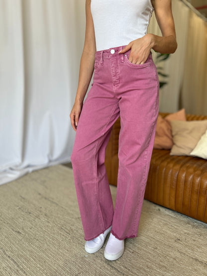 Rebecca High Rise Garment Dye Wide Leg  Jeans