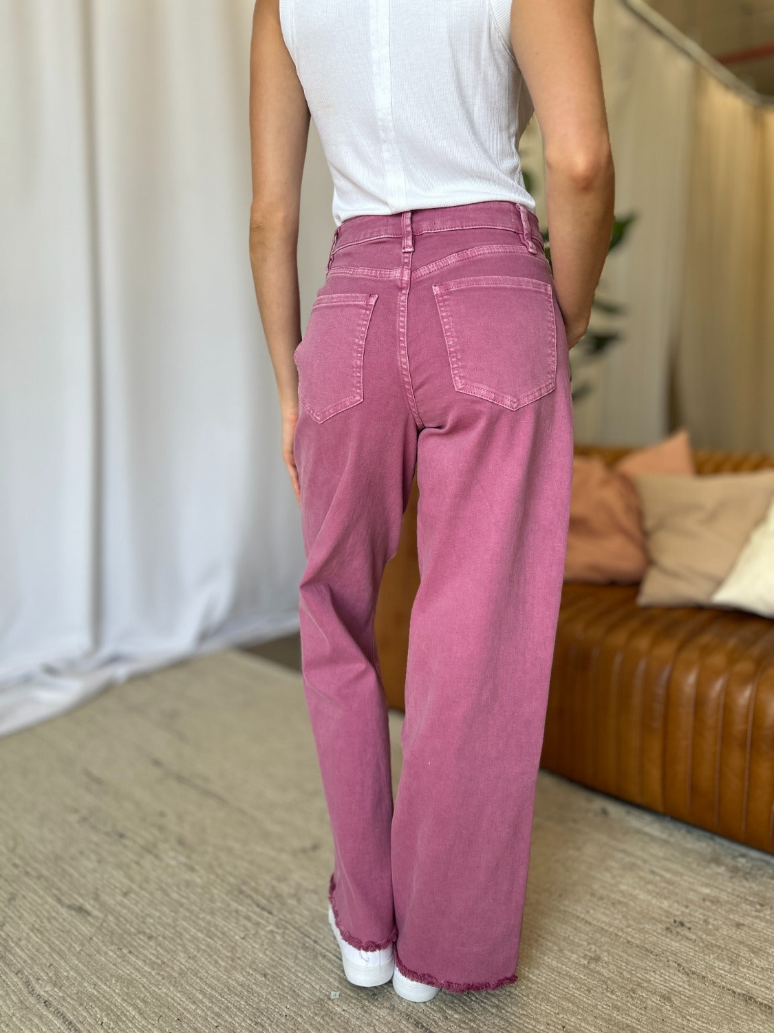 Rebecca High Rise Garment Dye Wide Leg  Jeans