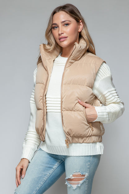 Snobbish Fur Lining Quilted Vest | Tan