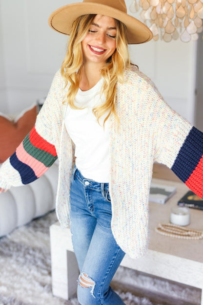 Color Block Open Front Cardigan