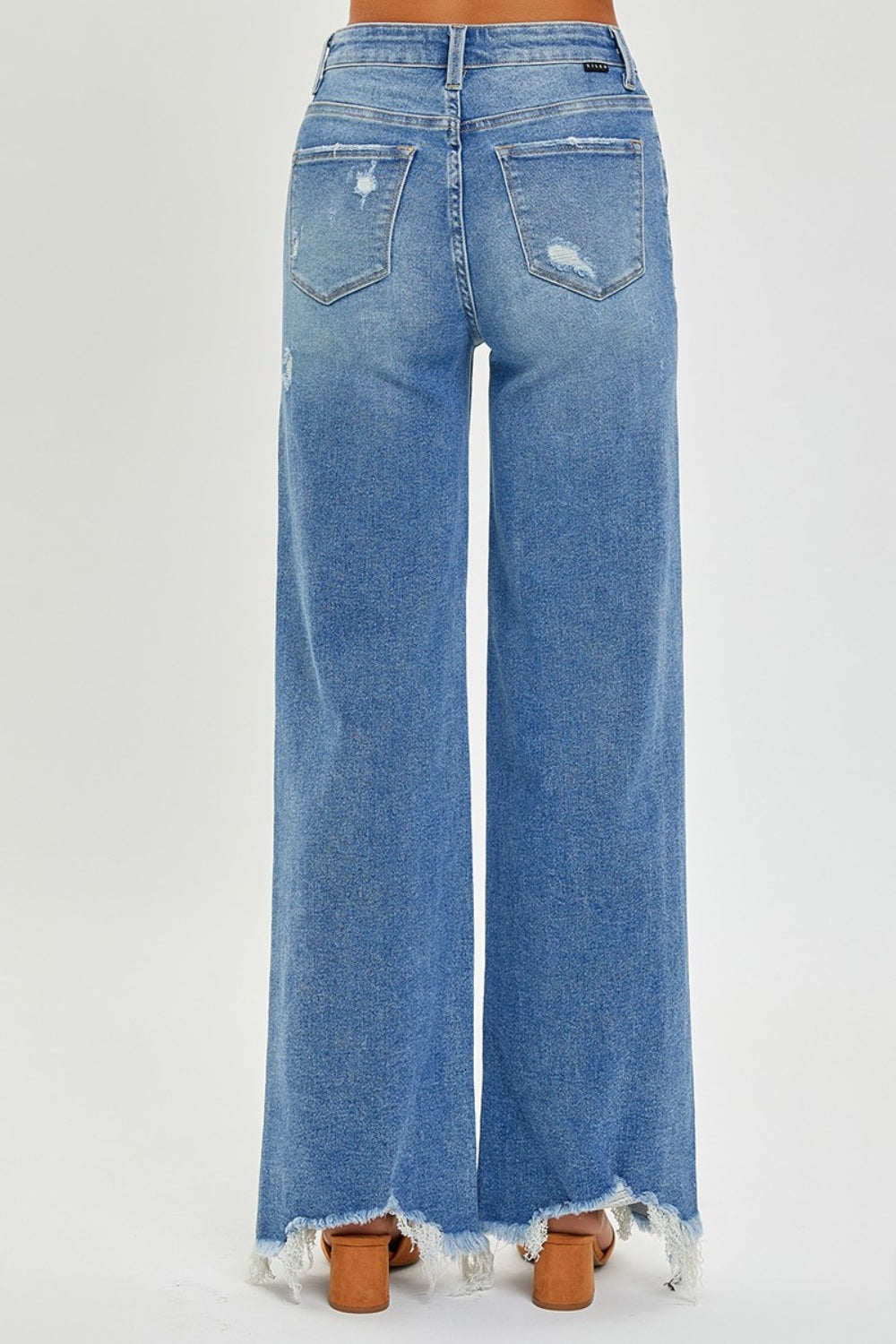 Rachel High Rise Frayed Hem Wide Leg Jeans