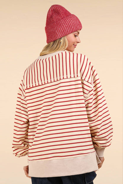 Savannah Stripe Oversized Knit Top | Brick