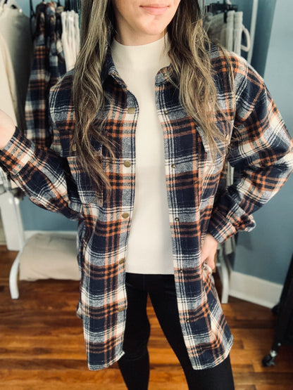 Flannel Navy Plaid Shacket