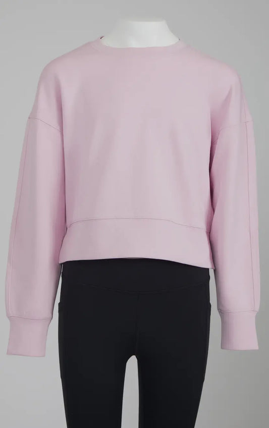 Girls Cropped Soft Scuba Crewneck | Bubblegum