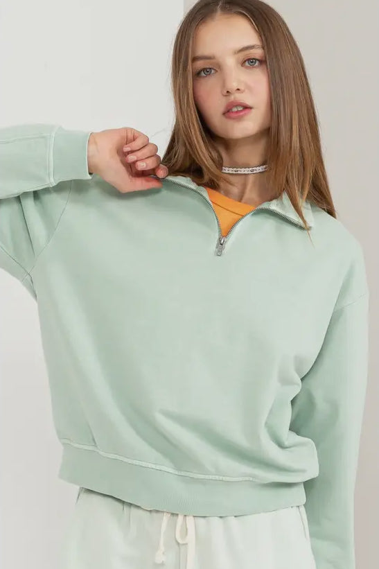 Simple Standard 1/2 Zip Pullover | Mint