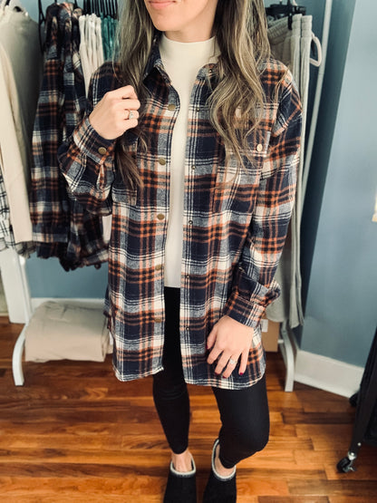 Flannel Navy Plaid Shacket