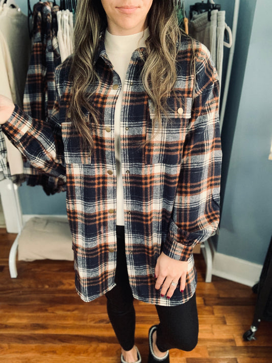 Flannel Navy Plaid Shacket