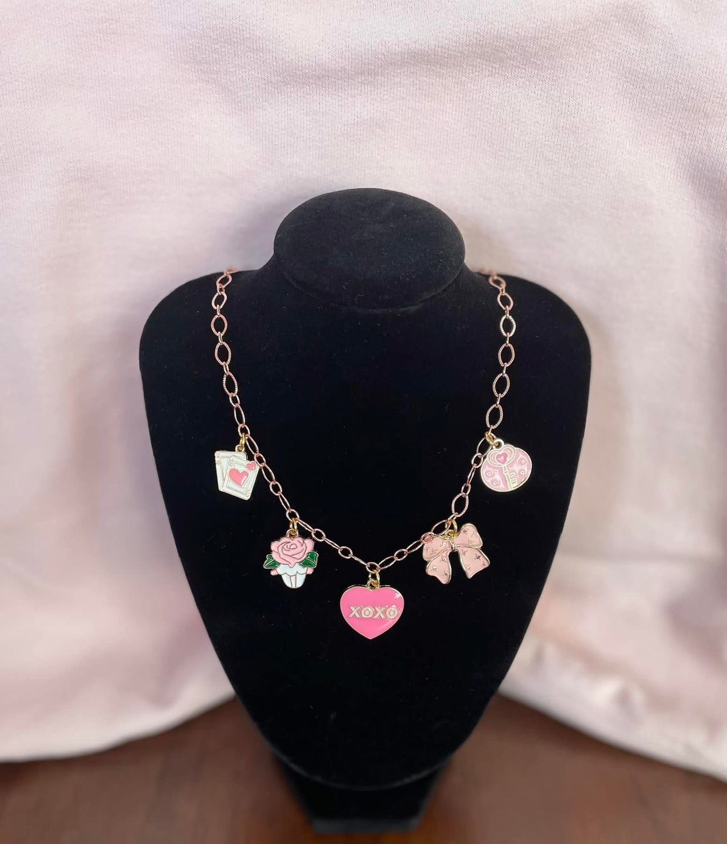 Heart Charm Necklace | Pink