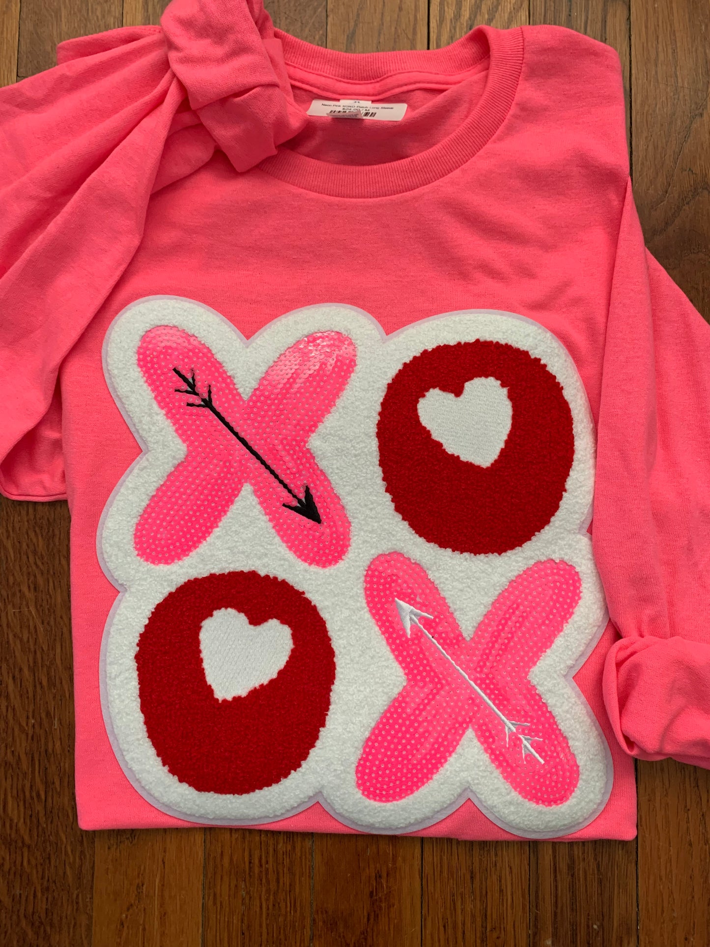 Neon Pink XOXO Patch Long Sleeve