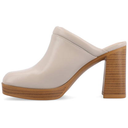 Izara Block Heeled Mules: Stone