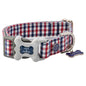 Fabric Dog Collar - Checkered Navy and Red: S