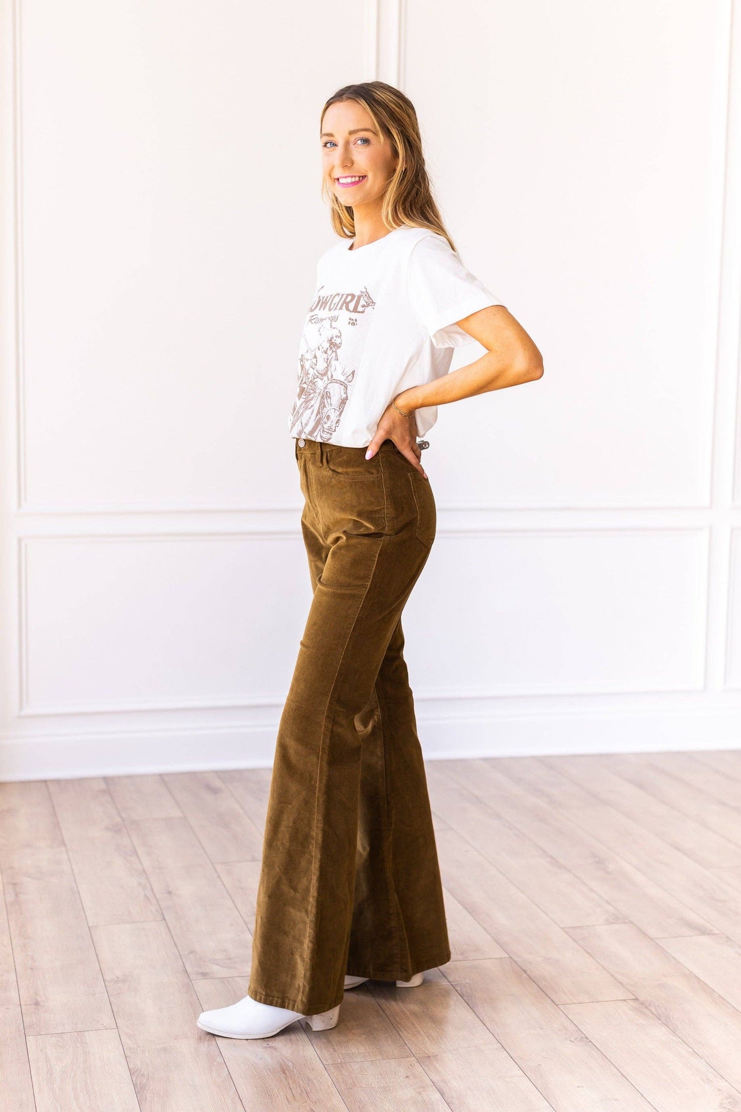 Corduroy Flare Pants | Olive