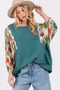 Sammy Printed Balloon Sleeve Contrast Top