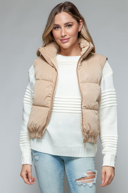 Snobbish Fur Lining Quilted Vest | Tan