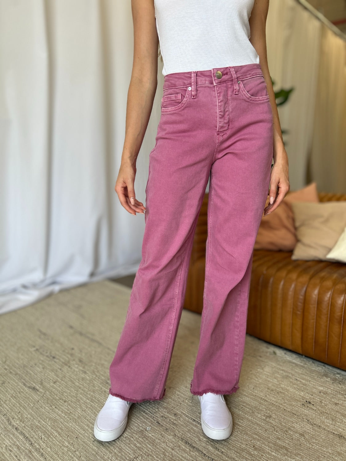 Rebecca High Rise Garment Dye Wide Leg  Jeans