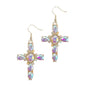 AB Crystal Cross Earrings: Aurora Borealis