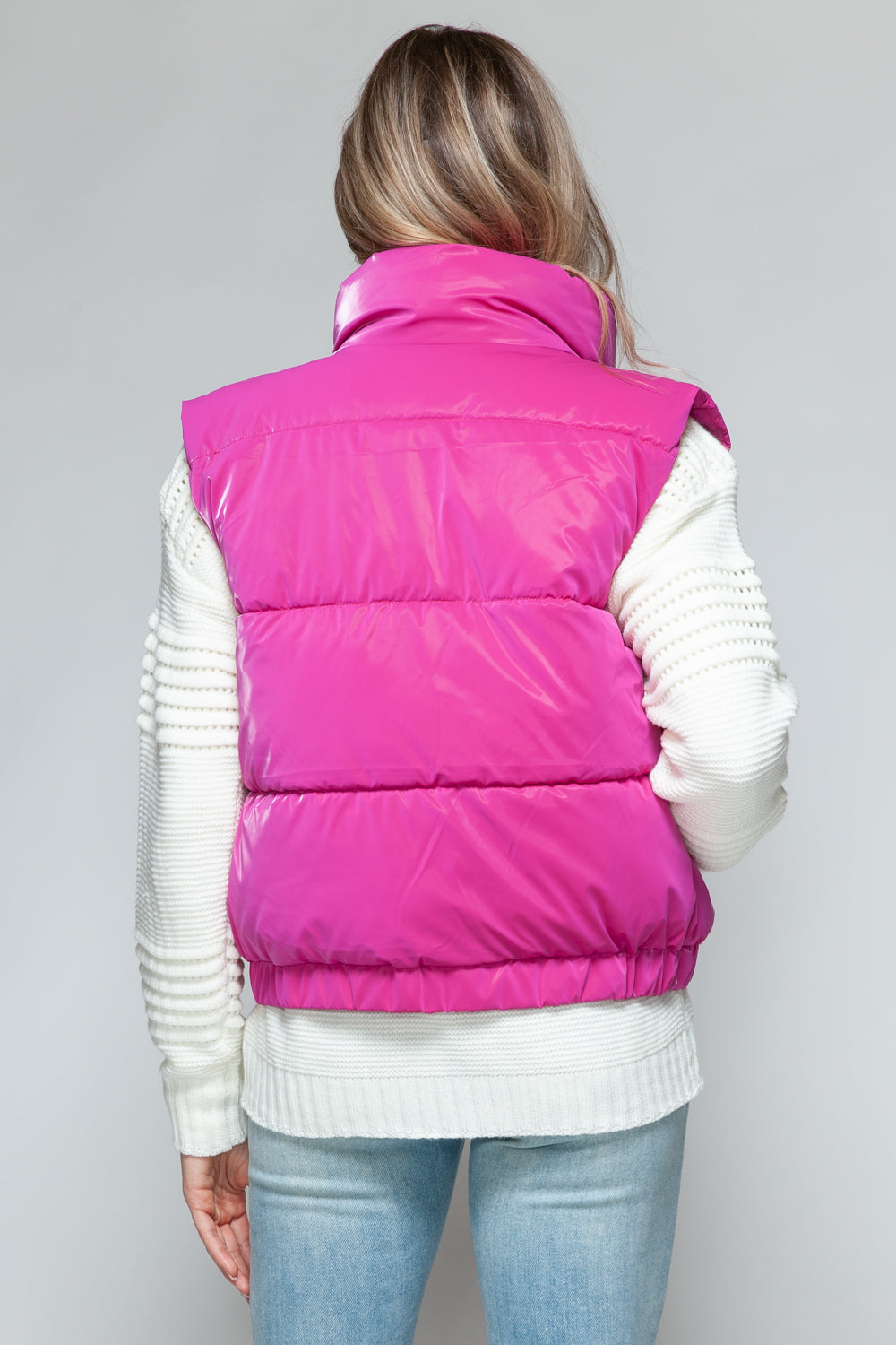 Snobbish Fur Lining Quilted Vest | Magenta