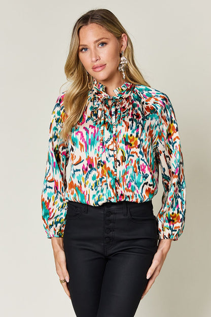 Jane Printed Button Up Long Sleeve Shirt