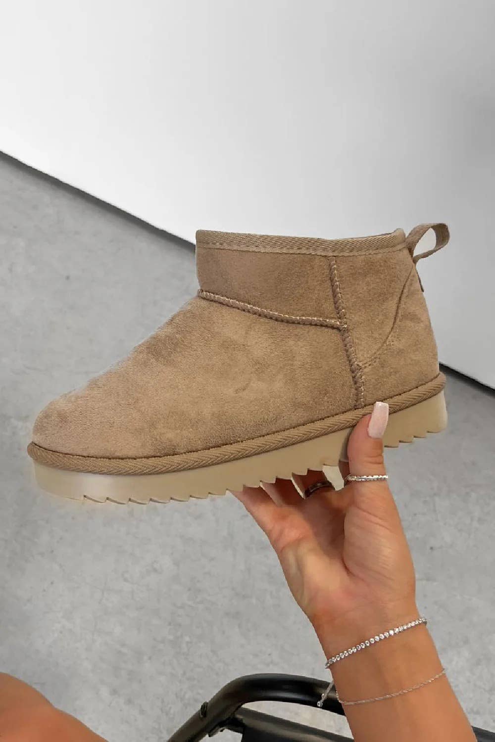 CAMEL FAUX SUEDE ULTRA MINI BOOTS