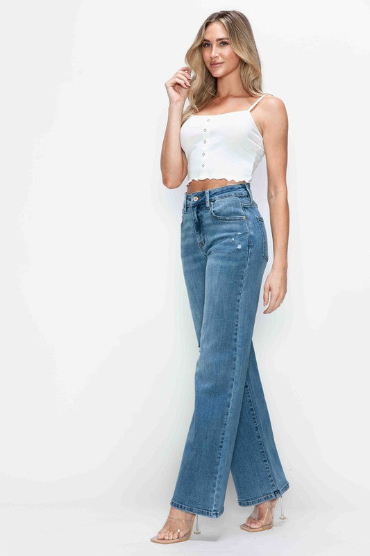 High Rise Wide Leg Jeans with Pockets